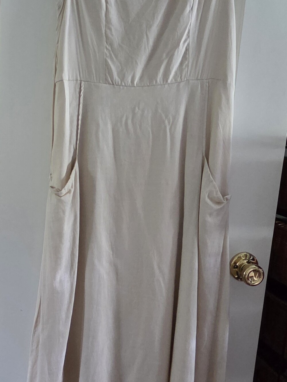 Beige Sleeveless Pocket Maxi Dress